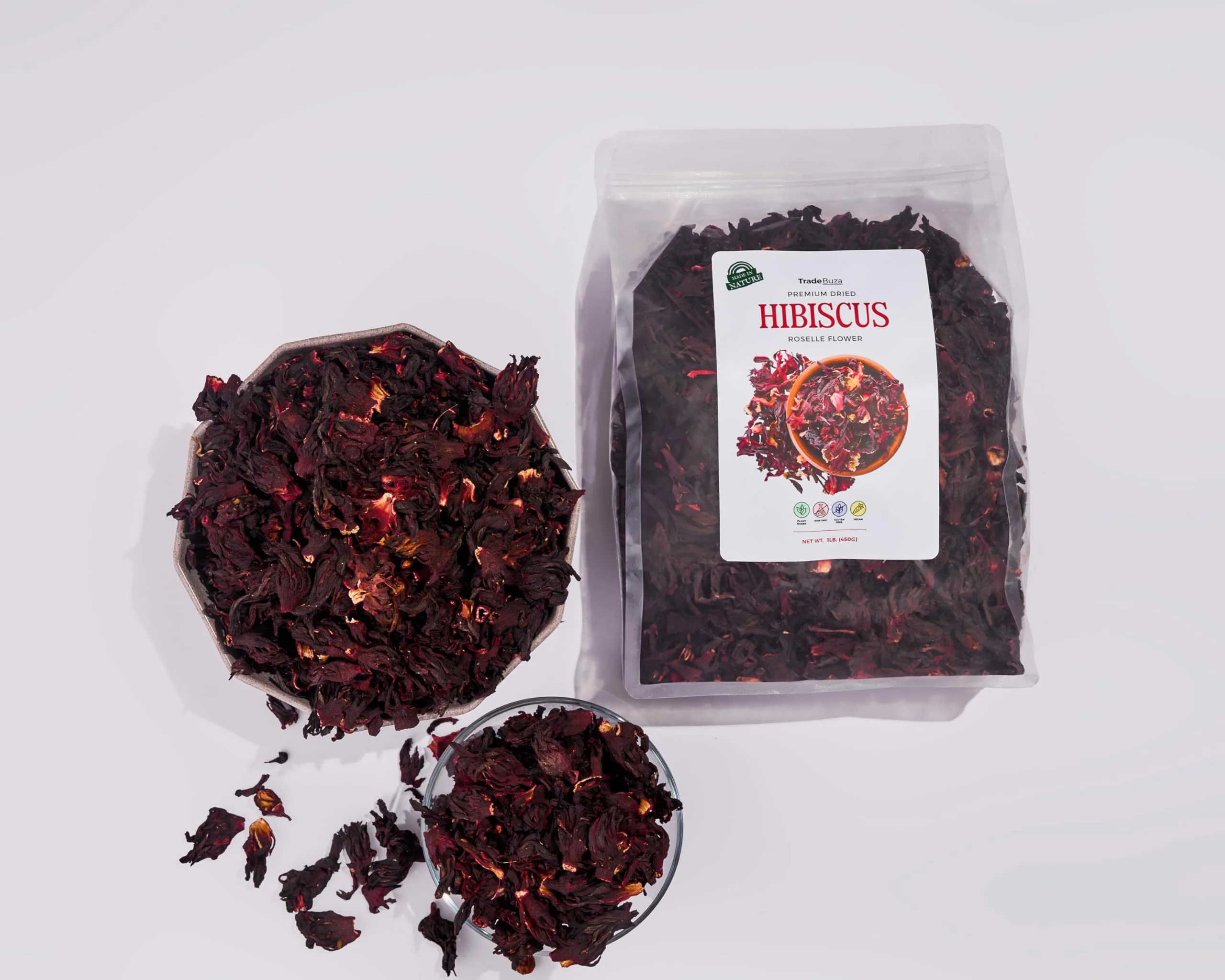1lb Dried Hibiscus Flowers (16oz) – All Natural Roselle | Triple Cleaned, Sun-Dried Whole Petals | Flor de Jamaica | Great for Tea, Agua Fresca & Cocktails - Image 2