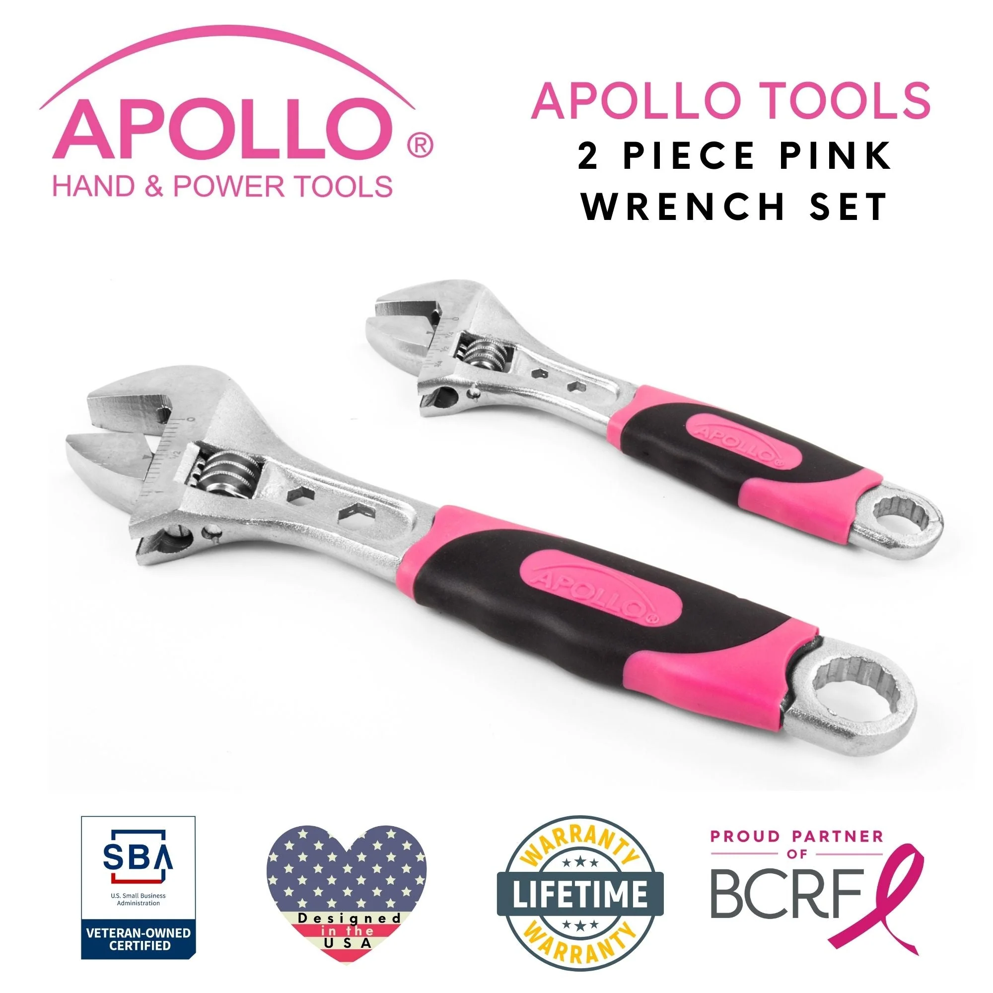 2 Adjustable Wrenches - Pink - DT5007P - Image 2