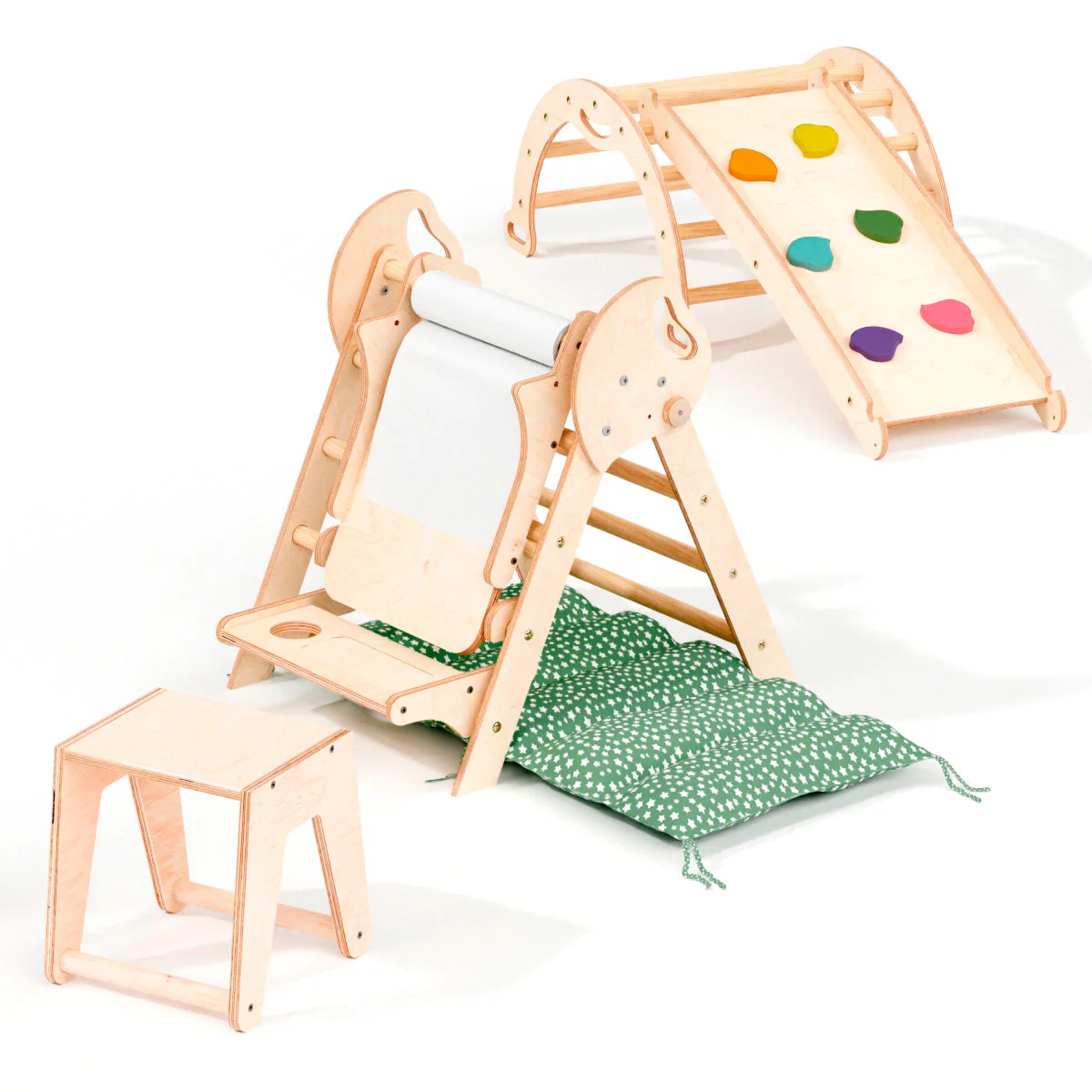 4in1 Montessori Climbing Set: Pikler Triangle, Arch, Slide Board, and Cushion for Toddlers (1–3 Years) - Image 17