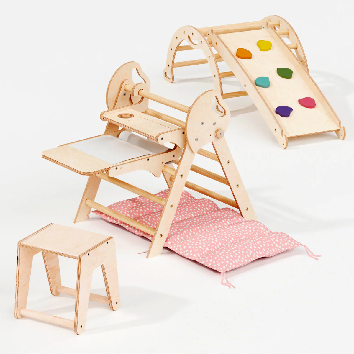 4in1 Montessori Climbing Set: Pikler Triangle, Arch, Slide Board, and Cushion for Toddlers (1–3 Years) - Image 19