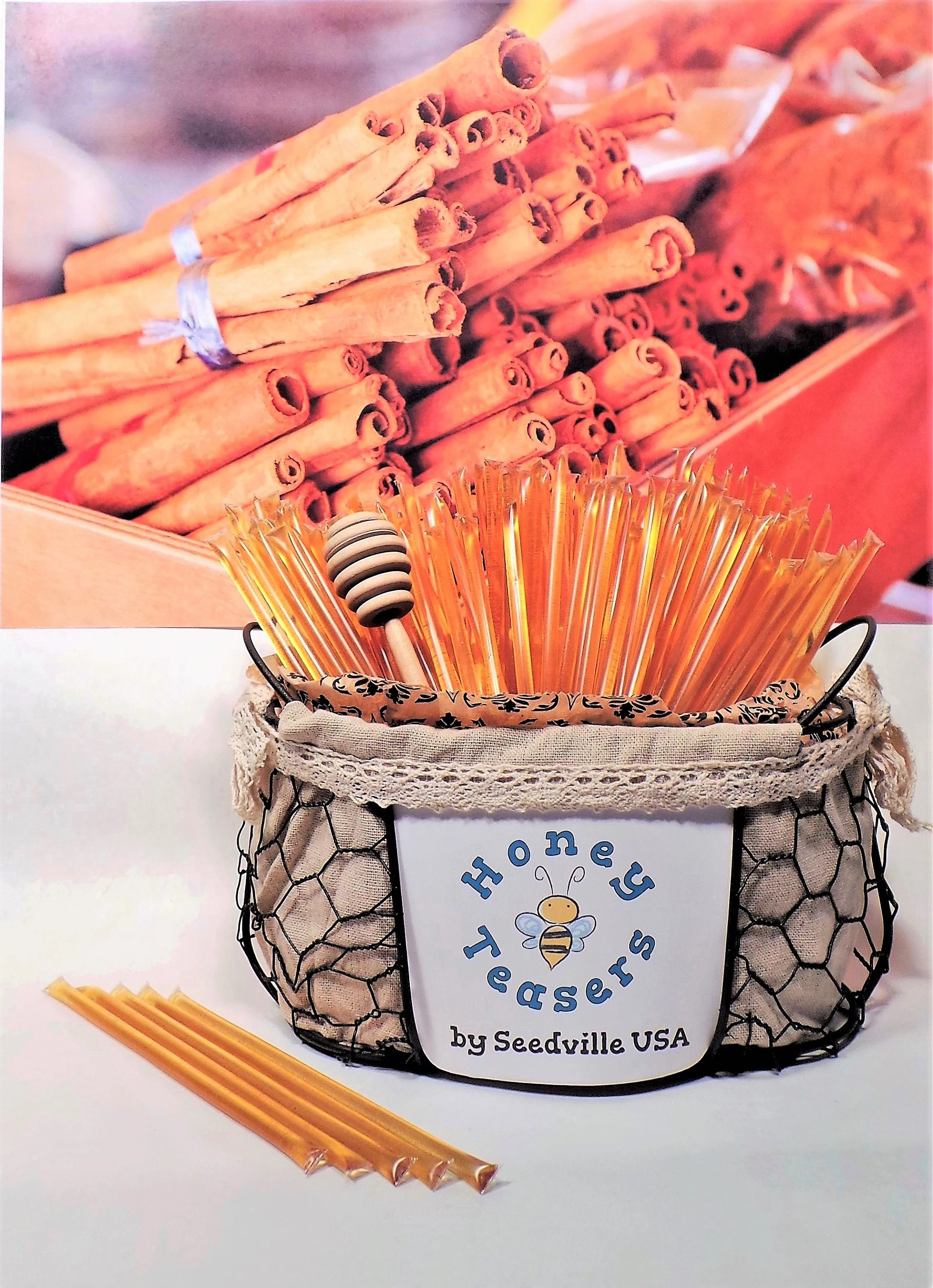 5 Pack CINNAMON HONEY TEASERS Natural Honey Snack Sticks Honeystix Straws - Image 3