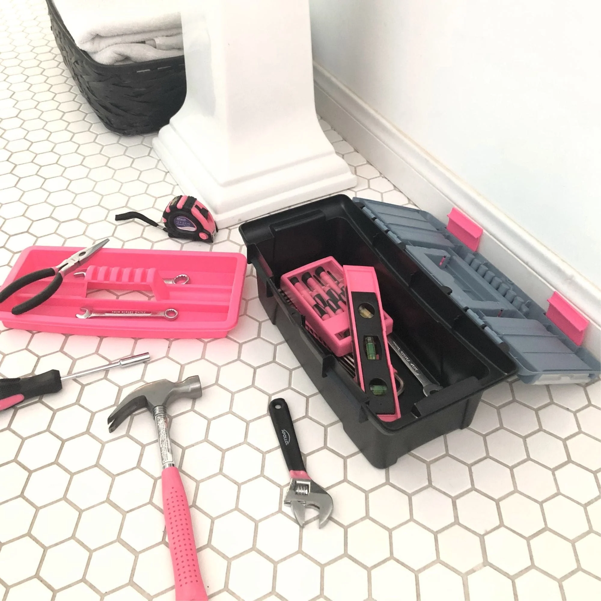 53 Piece Household Tool Kit with Tool Box Pink- DT9773P - Image 5