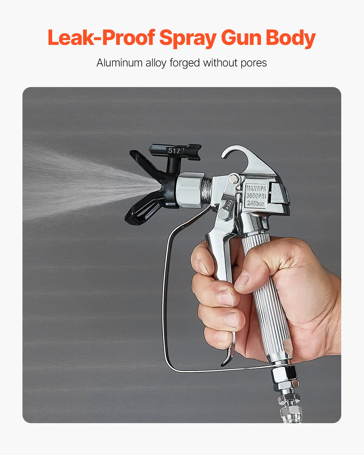 Airless Paint Spray Gun 3600PSI High Pressure Airless Spray Gun 517 Tip - Image 2