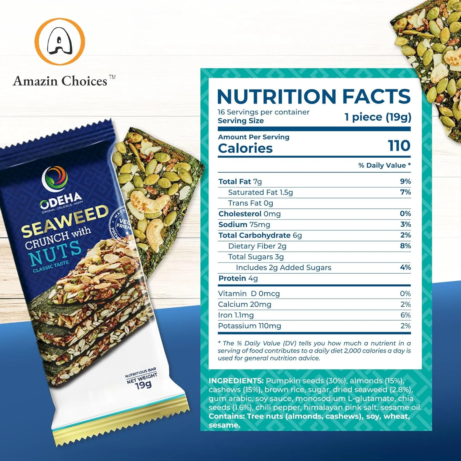 Amazin Choices Seaweed Crunch with Nuts Classic Taste, 10.7 oz., 16 ct. - Image 4