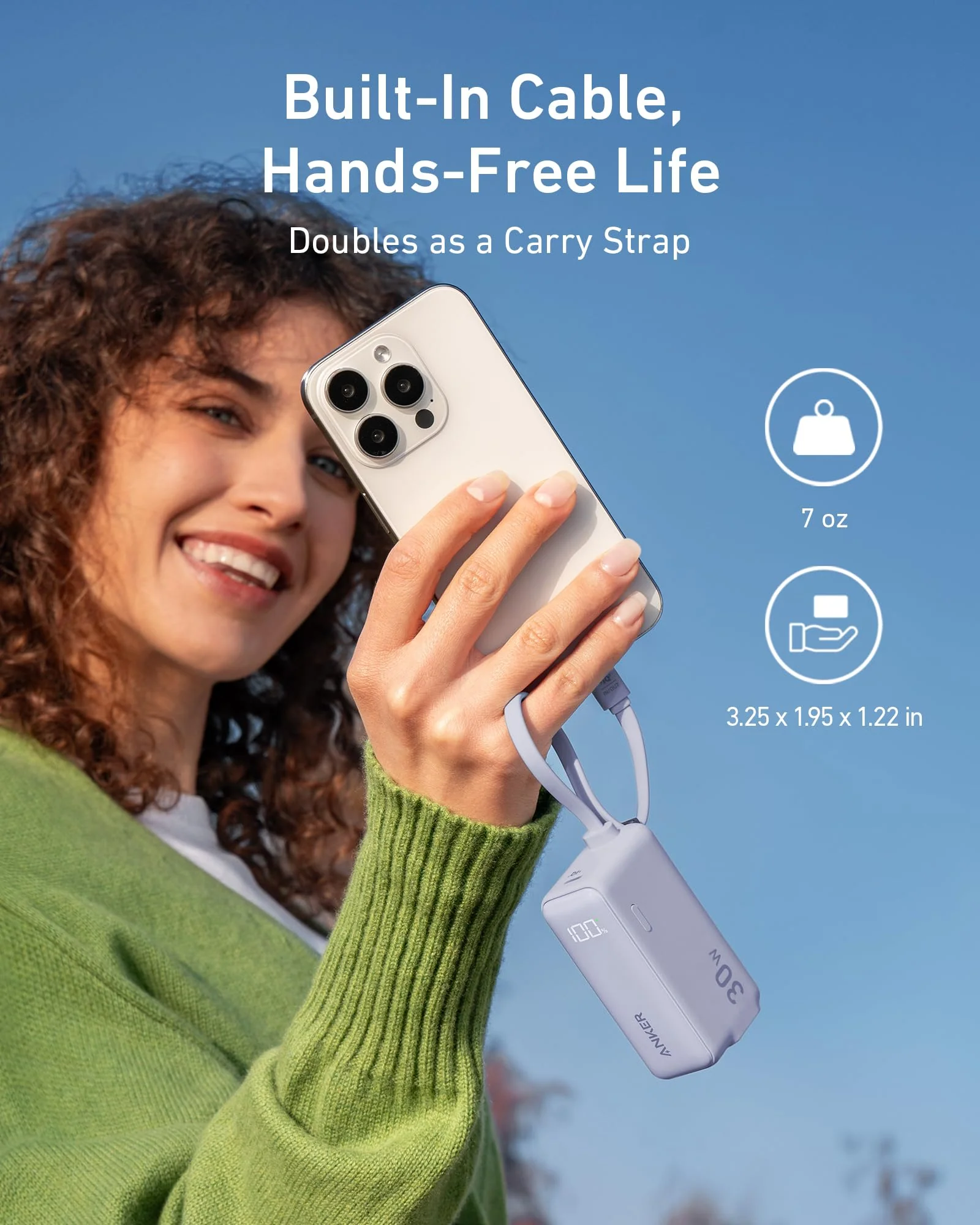 Anker Power Bank (30W, 5k, Fusion, Built-In USB-C Cable) - Image 13
