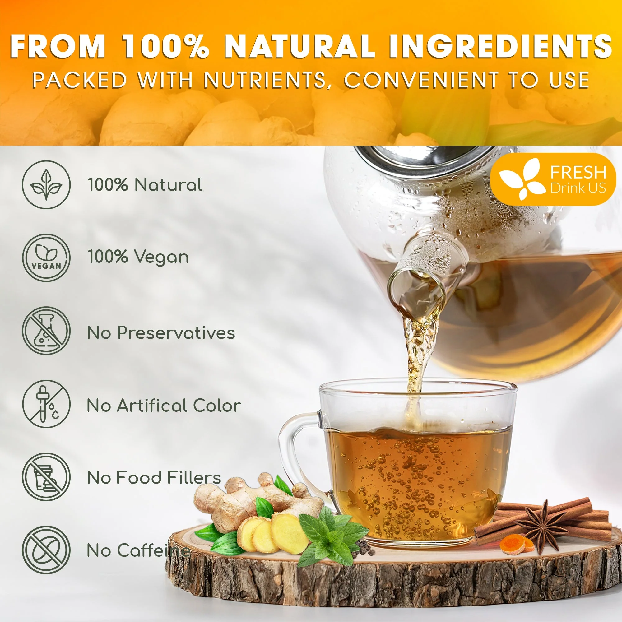 Anti-Inflammaheb Loose Leaf Tea, 100% Natural from Ginger, Turmeric, Peppermint, Black Pepper, Cinnamon - Image 4