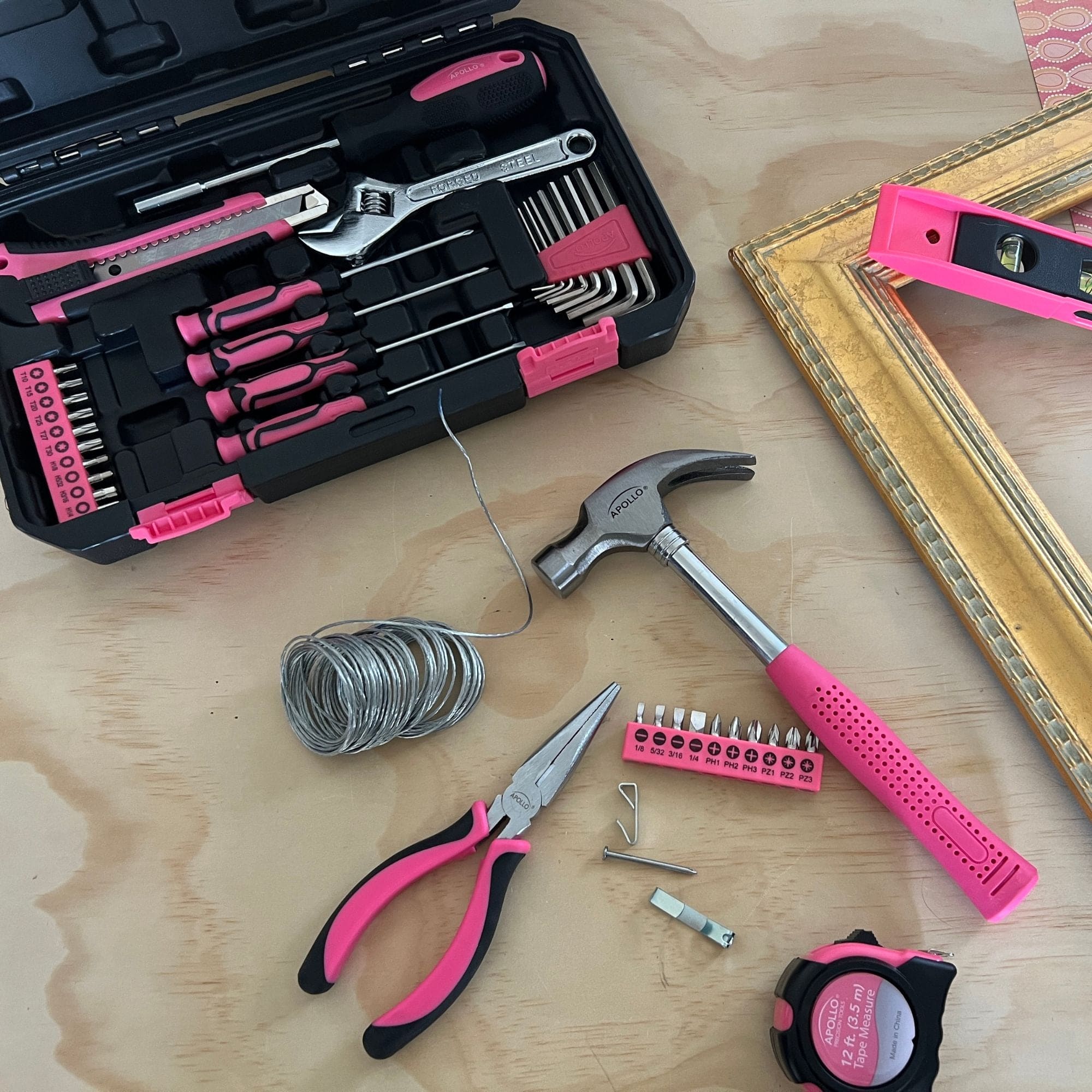 Apollo Tools New and Improved 39 Piece General Pink Tool Set in Storage Case for DIY Everyday Home Maintenance and Repairs- DT9711P - Image 5