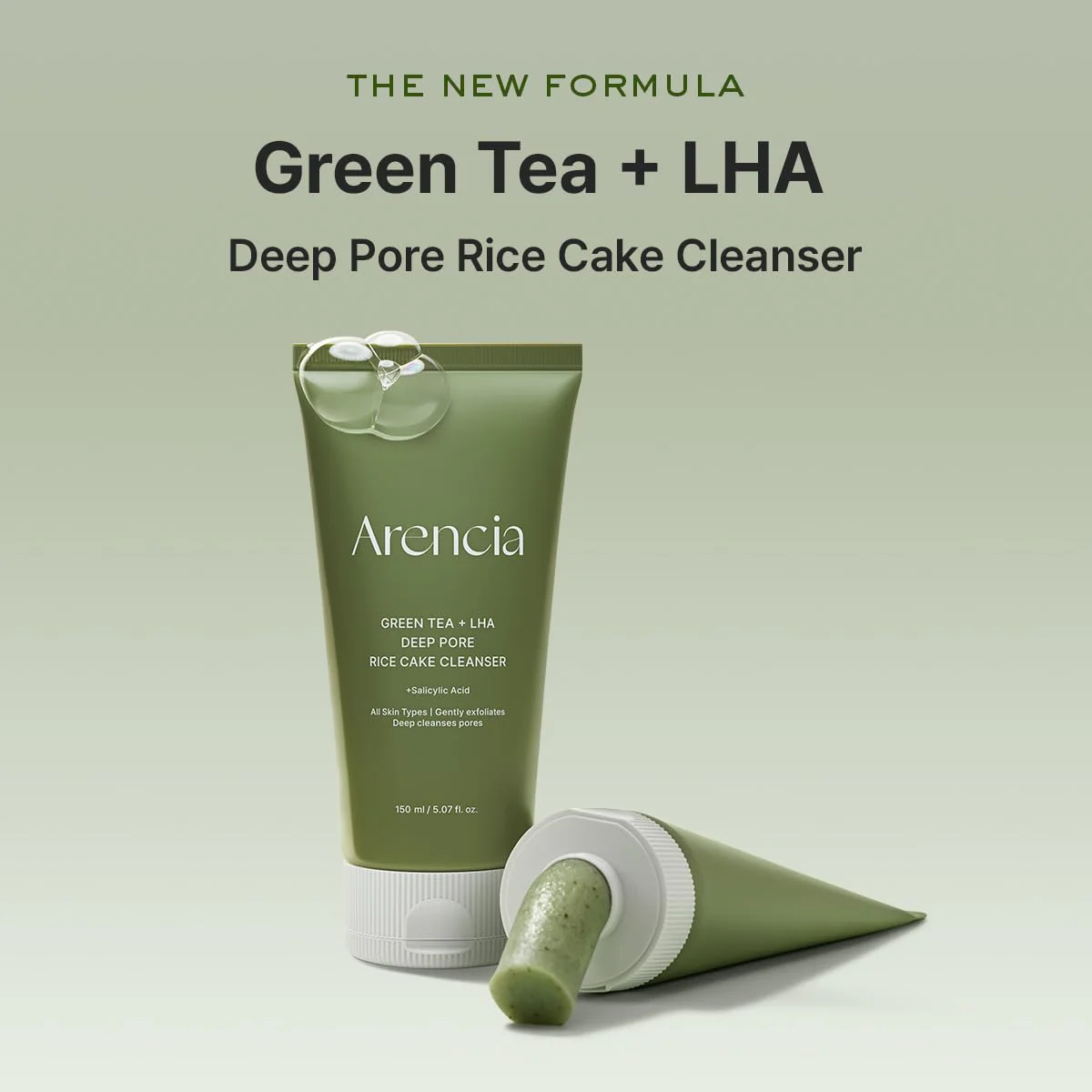 Arencia Green Tea + LHA Deep Pore Rice Cake Cleanser - Image 2