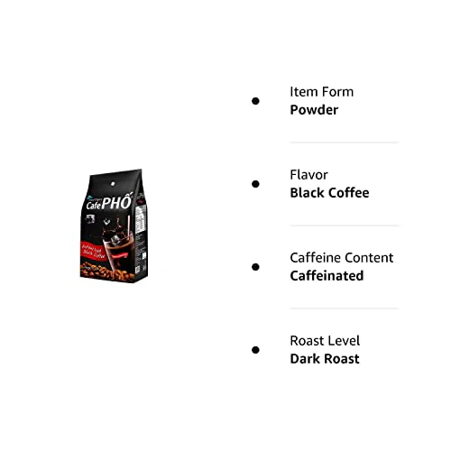 Cafe Pho Vietnamese Instant Coffee Mix, Iced Black Coffee, Cafe Den Da, Single Serve Coffee Packets, Bag of 18 Sachets, Pack of 1 - Image 2