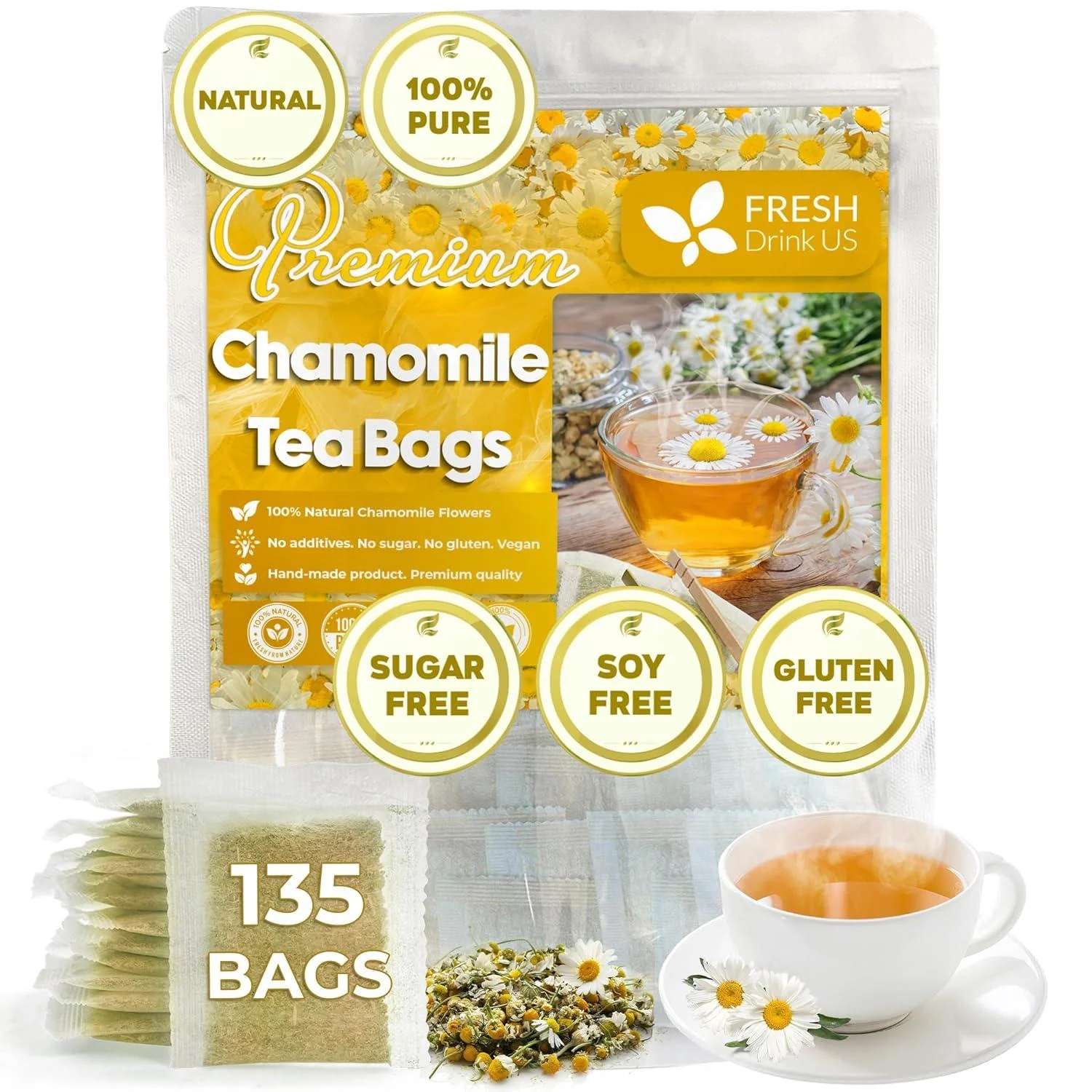 Chamomile Tea Bags, 100% Natural Chamomile, Freshly Picked, Naturally Dried Chamomile, Hand-made, Biodegradable Tea Bag - Image 10