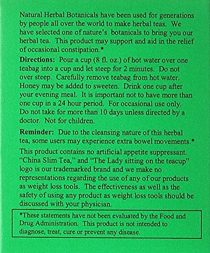 China Slim Tea Super Slim Dieter's Delight All Natural 18 Tea Bags - Image 4