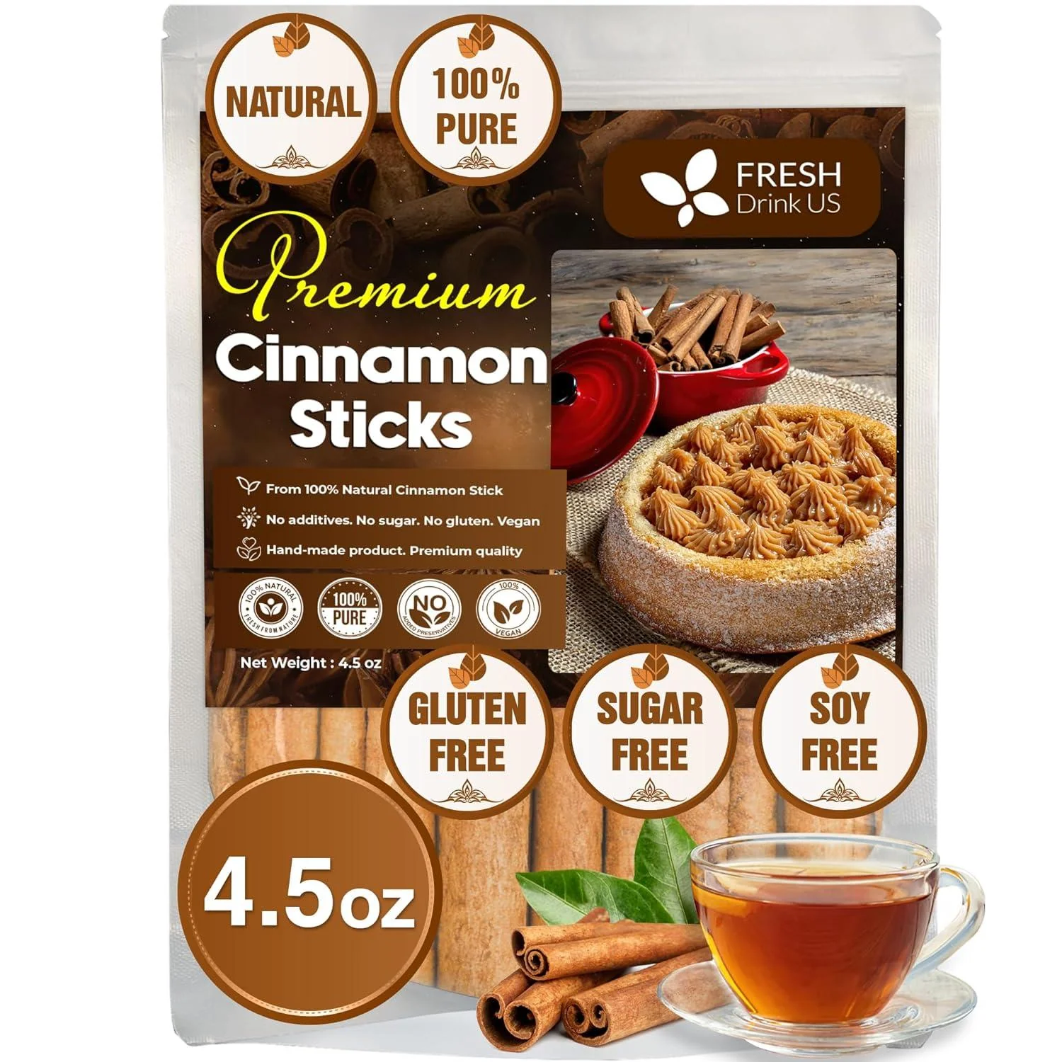 Cinnamon Sticks, Whole Sticks, 100% Natural & Pure Cinnamon Inner Bark, Raw Cinnamon Spice Flavor & Strong Aroma, Cinnamon Spice Herbal Tea, Perfect for Warm Beverages, No Additives, Vegan - Image 12