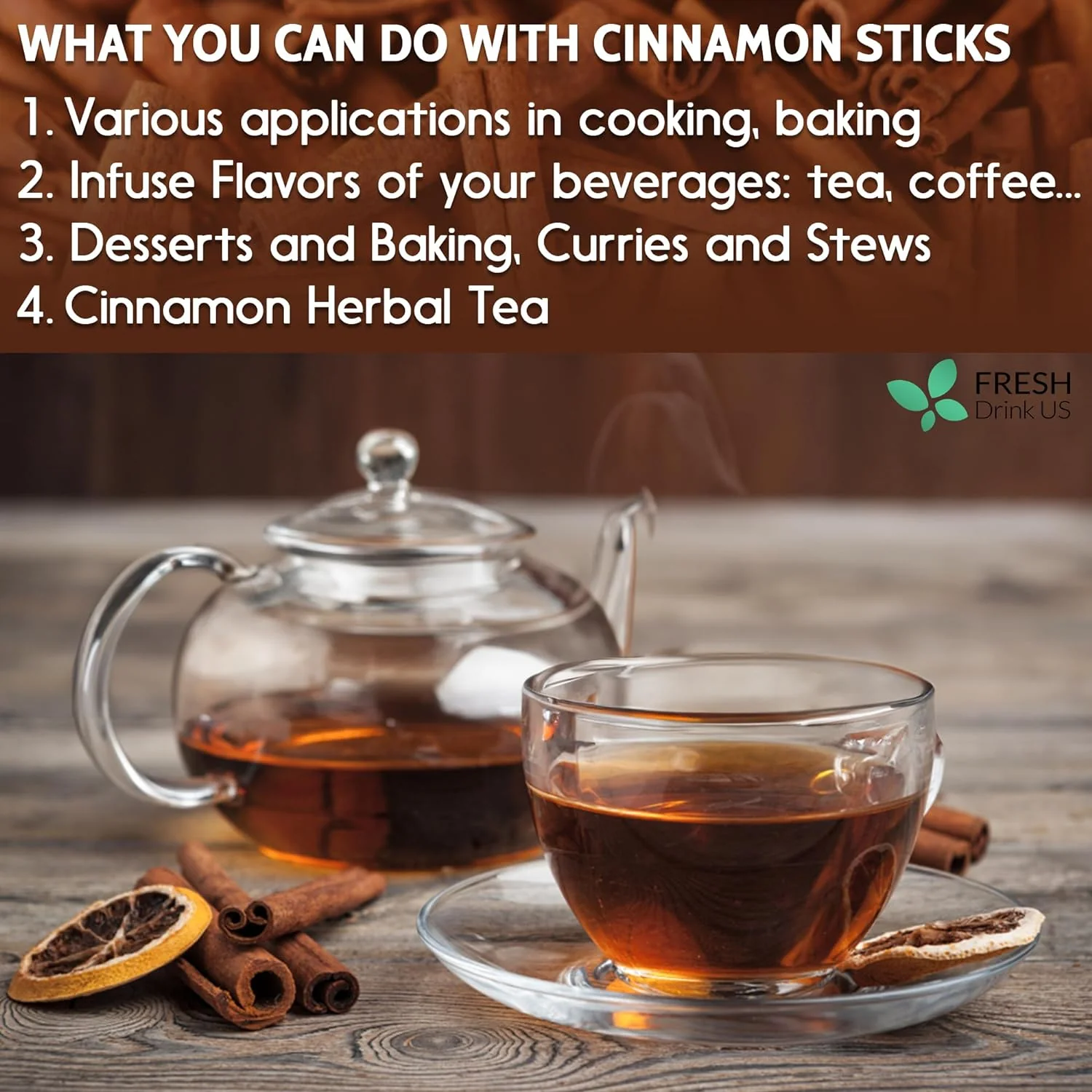 Cinnamon Sticks, Whole Sticks, 100% Natural & Pure Cinnamon Inner Bark, Raw Cinnamon Spice Flavor & Strong Aroma, Cinnamon Spice Herbal Tea, Perfect for Warm Beverages, No Additives, Vegan - Image 3