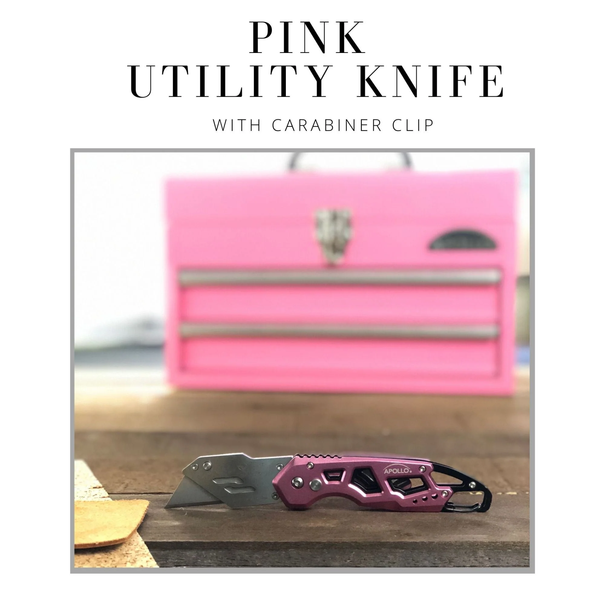 Ergonomic Stainless Steel, Lightweight, Foldable Pink Utility Knife with Carabiner Clip and Fast-Change Blade - DT5017P - Image 12