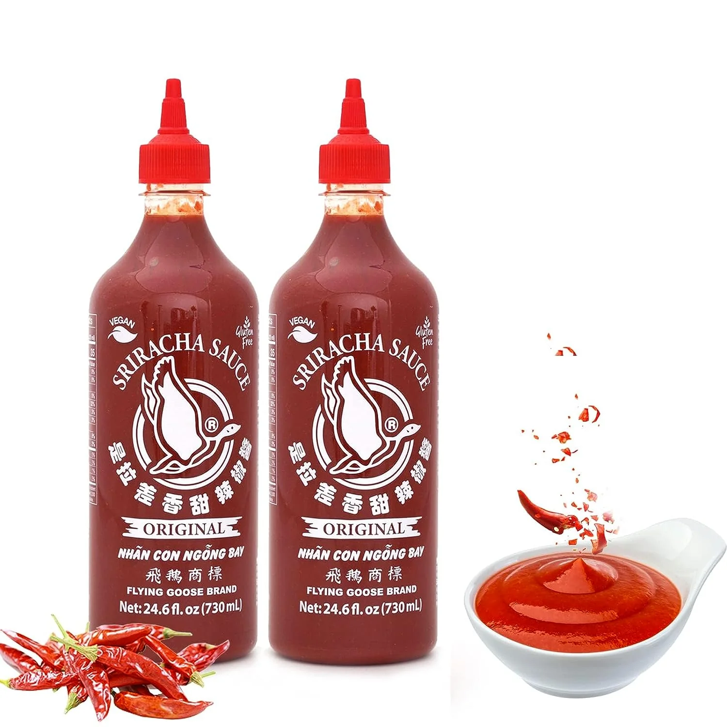 Flying Goose Sriracha Hot Chilli Sauce, Product of ThaiLand - Net WT: 24.6 Fl Oz (730 ml) - Image 2