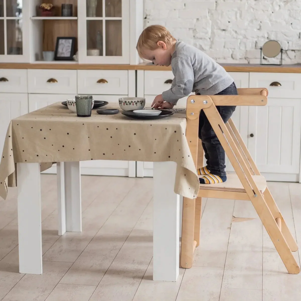 Foldable Step Stool for Toddlers - Kid Chair That Grows - Beige - Image 6