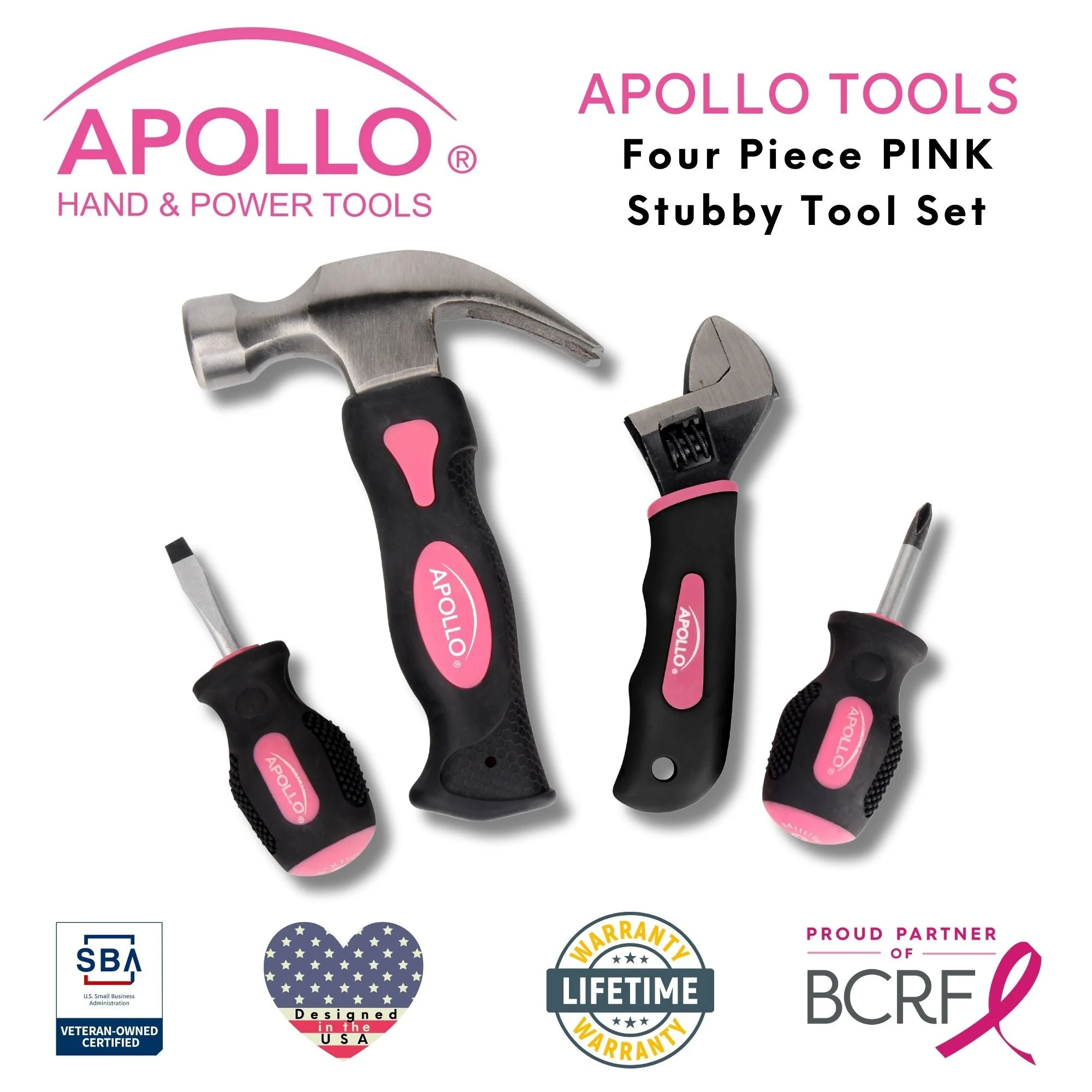 Four Piece Stubby Tool Set - Pink- DT0240P - Image 5