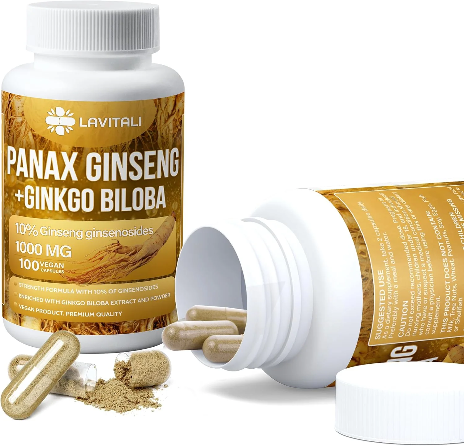 Ginseng & Ginkgo Biloba Veggie Capsules, Non-GMO, Vegan, Gluten Free, Dairy Free - Image 8