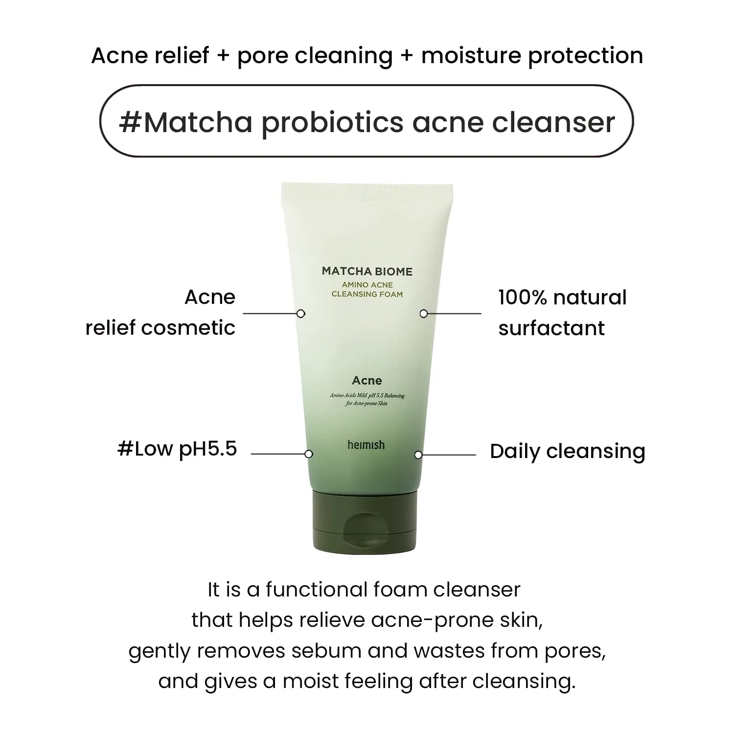 Heimish Matcha Biome Amino Acne Cleansing Foam - Image 3