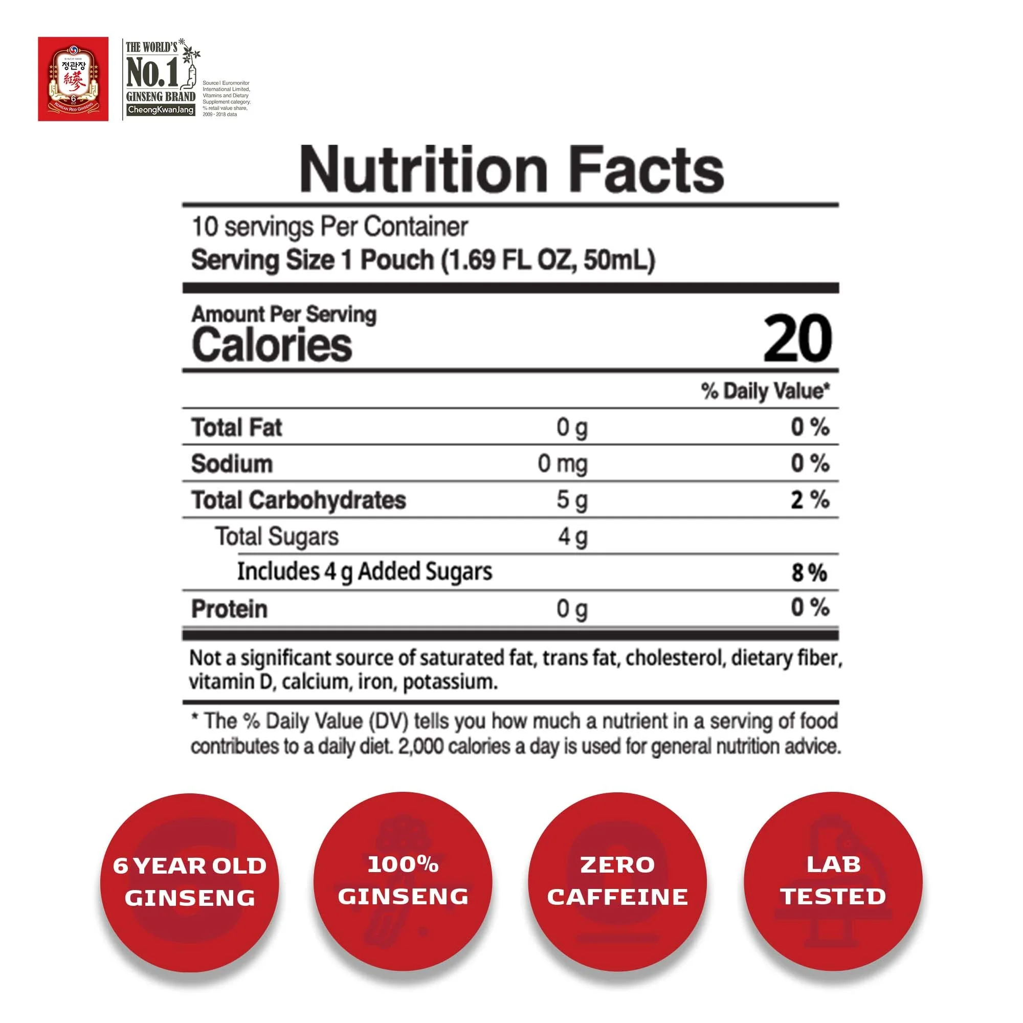 Korean Red Ginseng Energy Boost Drink with Reishi Mushroom, Ginger Extract, Goji Berry [CheongKwanJang - Hong Sam Won Plus] Caffeine Free Herbal Tea, Increase Productivity - 30 Pouches - Image 3