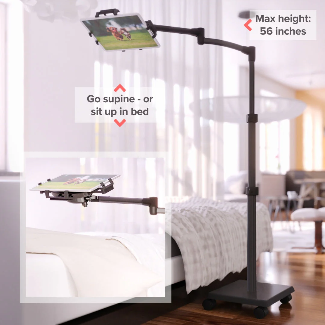 LEVO G2 Deluxe Tablet Floor Stand – Adjustable Height 30"–56", 5-Axis Arm, Universal Fit for iPad, Kindle, Samsung & More – Hands-Free Use in Bed, Sofa, Office – Gunmetal Grey - Image 2