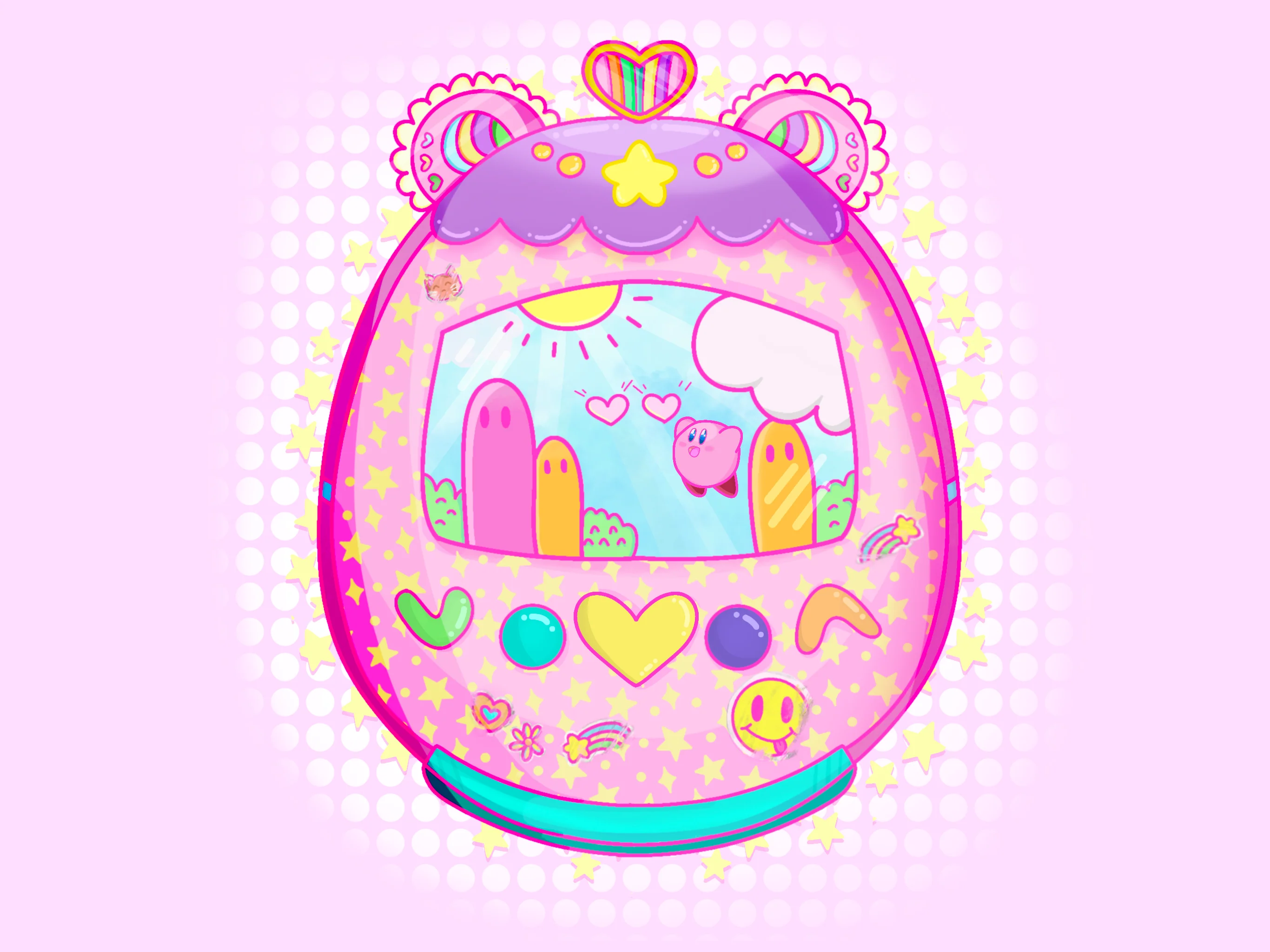 Magic Kirby Dreamland Tamagotchi Kawaii 3D Acrylic Keychain - Image 6