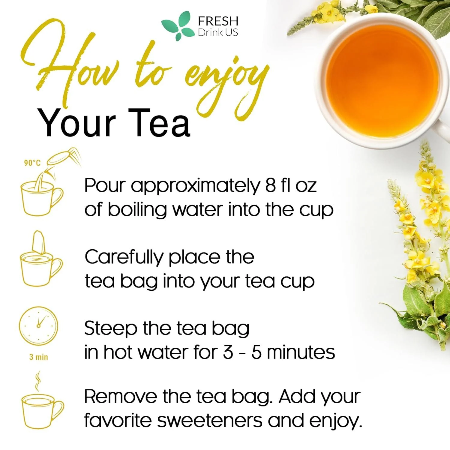 Mullein Leaf Tea Bags, 100% Natural & Pure from Mullein Leaves. Loose Leaf Mullein Herbal Tea. Made with Natural Material Tea Bags. No Sugar, No Caffeine, No Gluten, Vegan. - Image 7