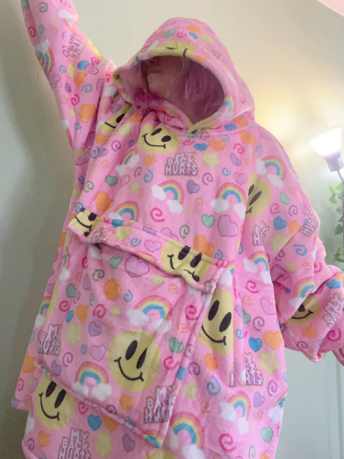 My Back Hurts [PINK] Jumbo Blanket Hoodie - Image 4