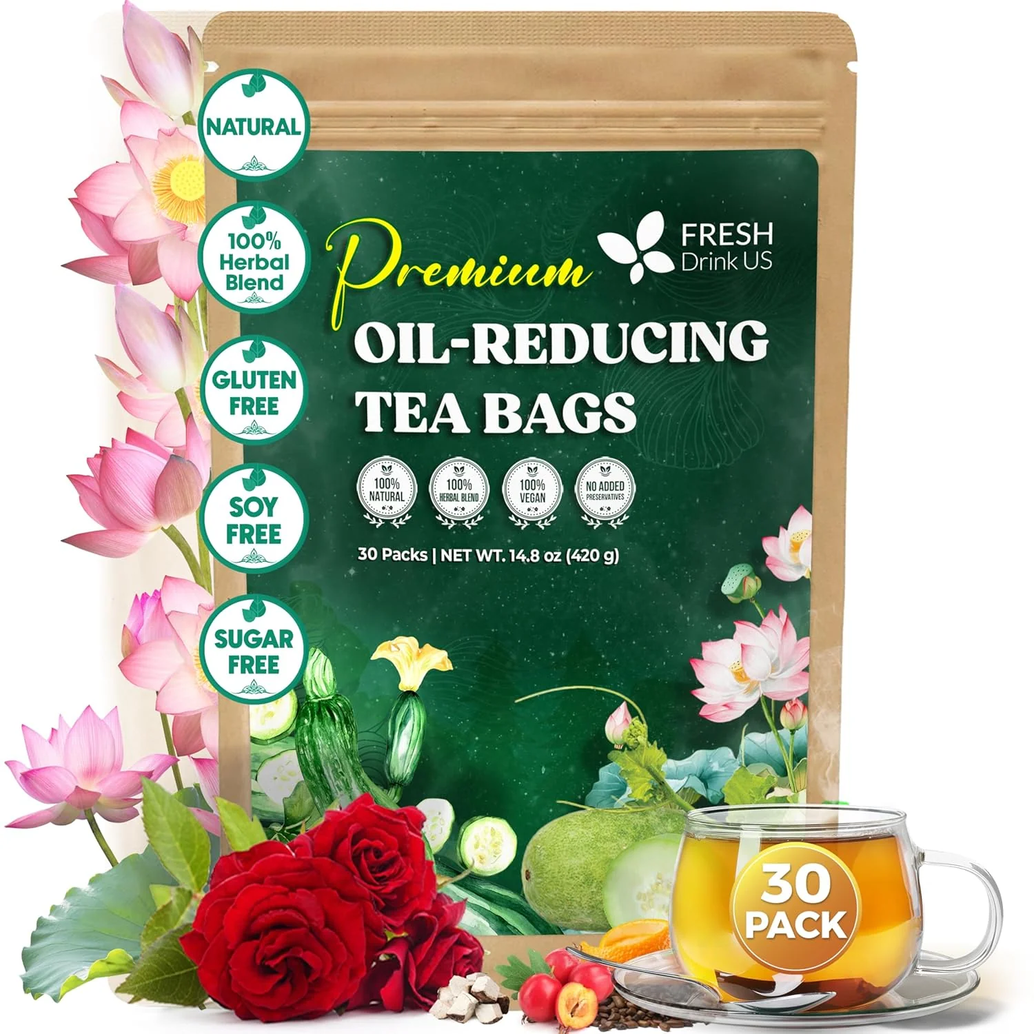 Oil Reducing Tea, Oil Cleansing for Liver, 10 Herbal Ingredients, Traditional Recipe Tea for Liver, 100% Natural, Easy Brewing, Steep Repeatedly (Tea Bags/ Tea Packs) - Image 11