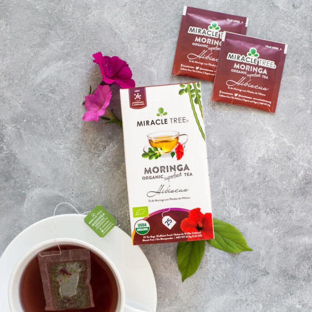 Organic Moringa Tea, Hibiscus - Image 3