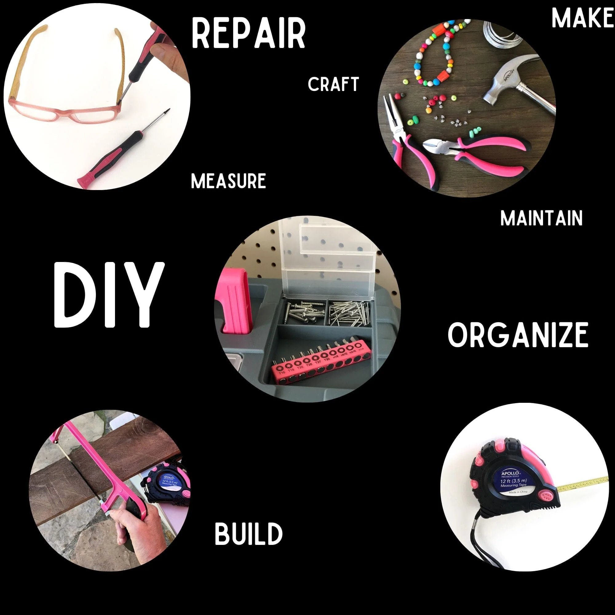 Pink 170 Piece Household Tool Kit with New and Improved Tool Box - DT7103P - Image 10