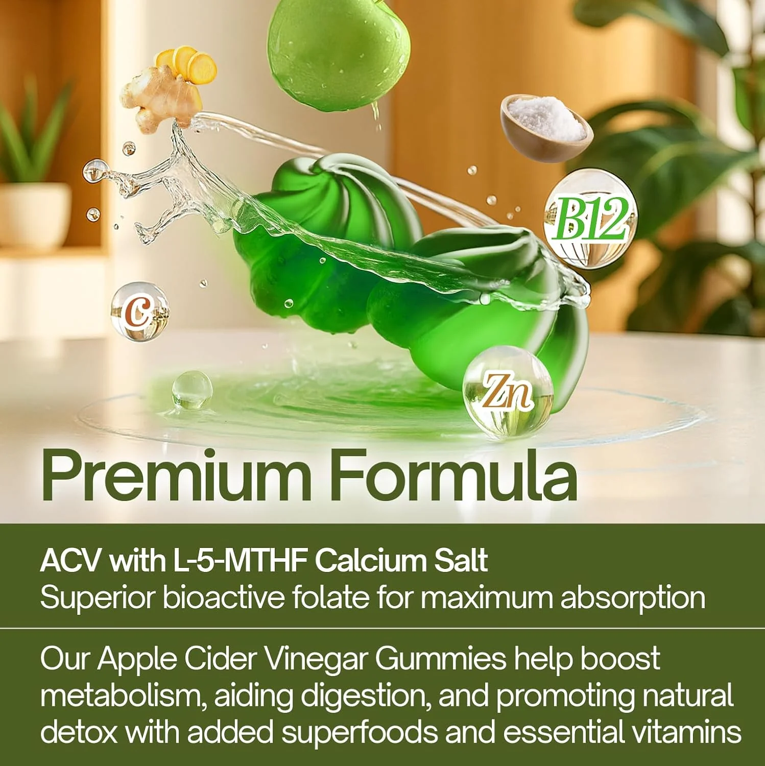 Premium Apple Cider Vinegar (ACV) Gummies, Formulated with Vitamin B12, Zinc, Ginger & Vitamin C - Image 3