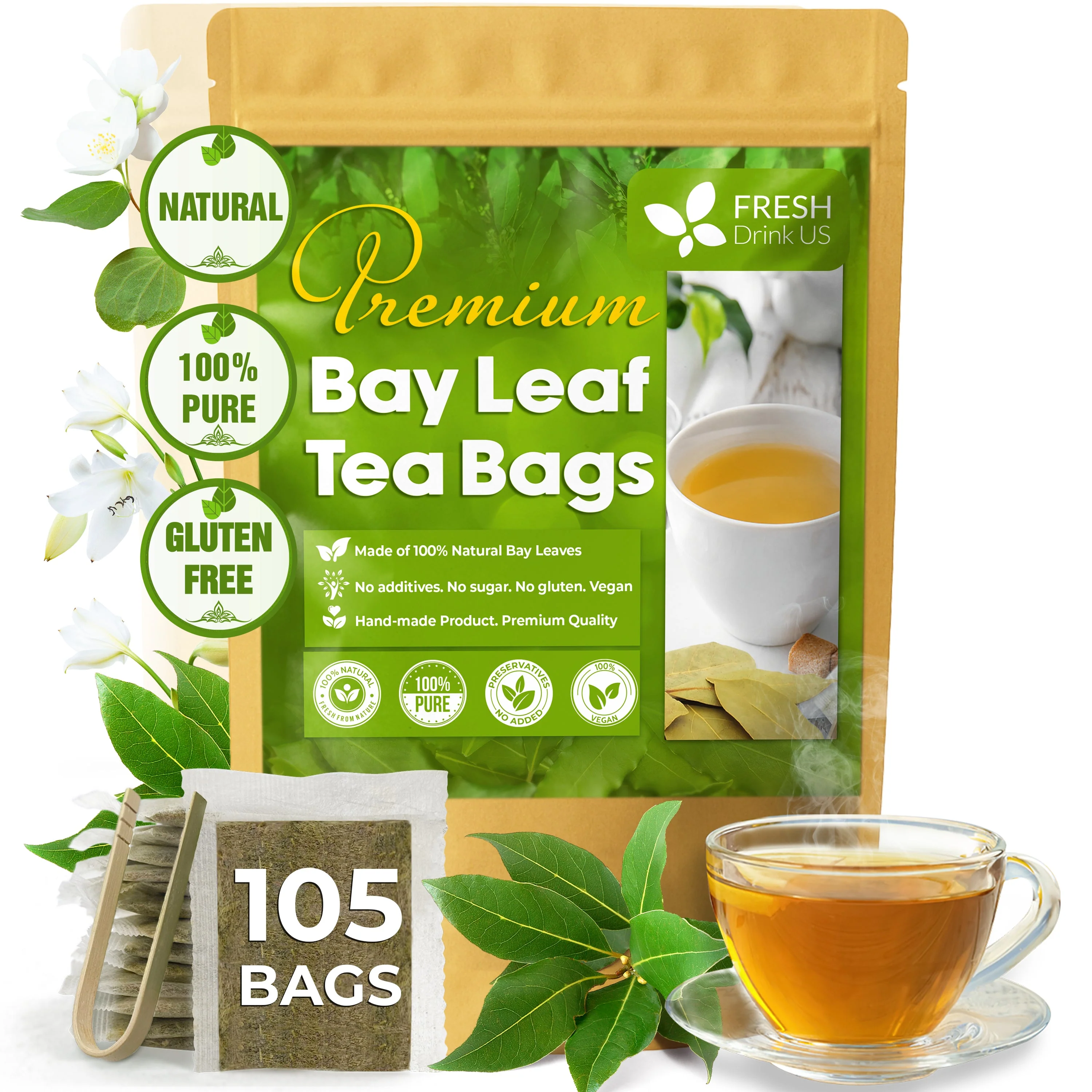 Premium Dried Bay Leaves, Tea Bags, Powder, Bay Leaves Spice, Whole Nice Leaves, Wildcrafted, Fresh Harvested, Bay Leaves For Cooking, Sugar-Free, Gluten Free, Caffeine Free, Vegan - Image 2