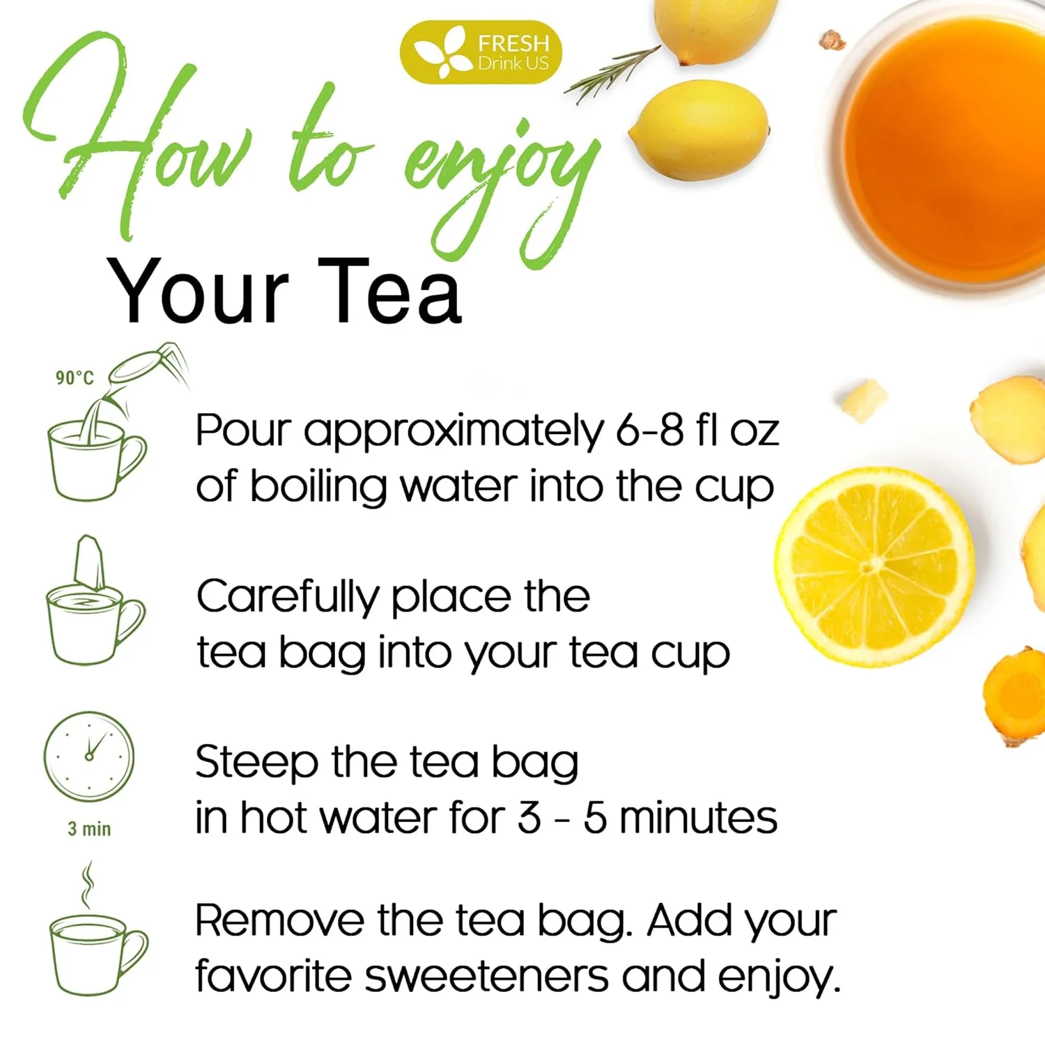 Premium Lemon Ginger Tea Bag, Eco-conscious Tea Bags. Lemon Ginger Herbal Tea. No Sugar, No Caffeine, No Gluten, Vegan. - Image 8