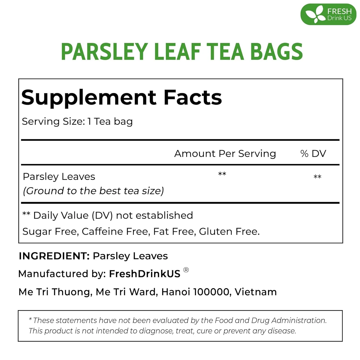Premium Parsley Leaf Tea Bags, 100% Natural & Pure from Parsley Leaves. - Image 2
