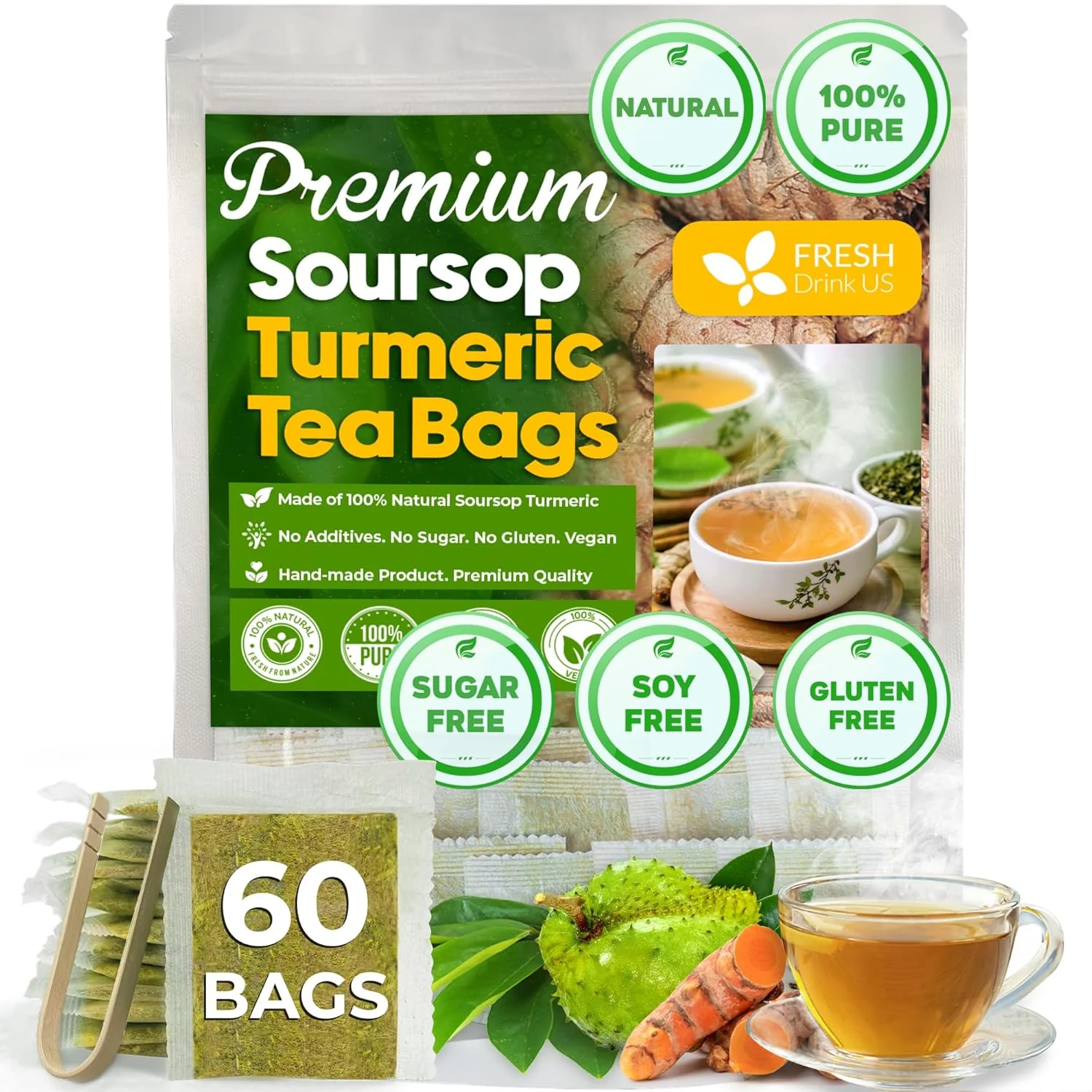 Premium Soursop Turmeric Tea Bags | Blend of Soursop Leaves, and Turmeric Root - Image 11