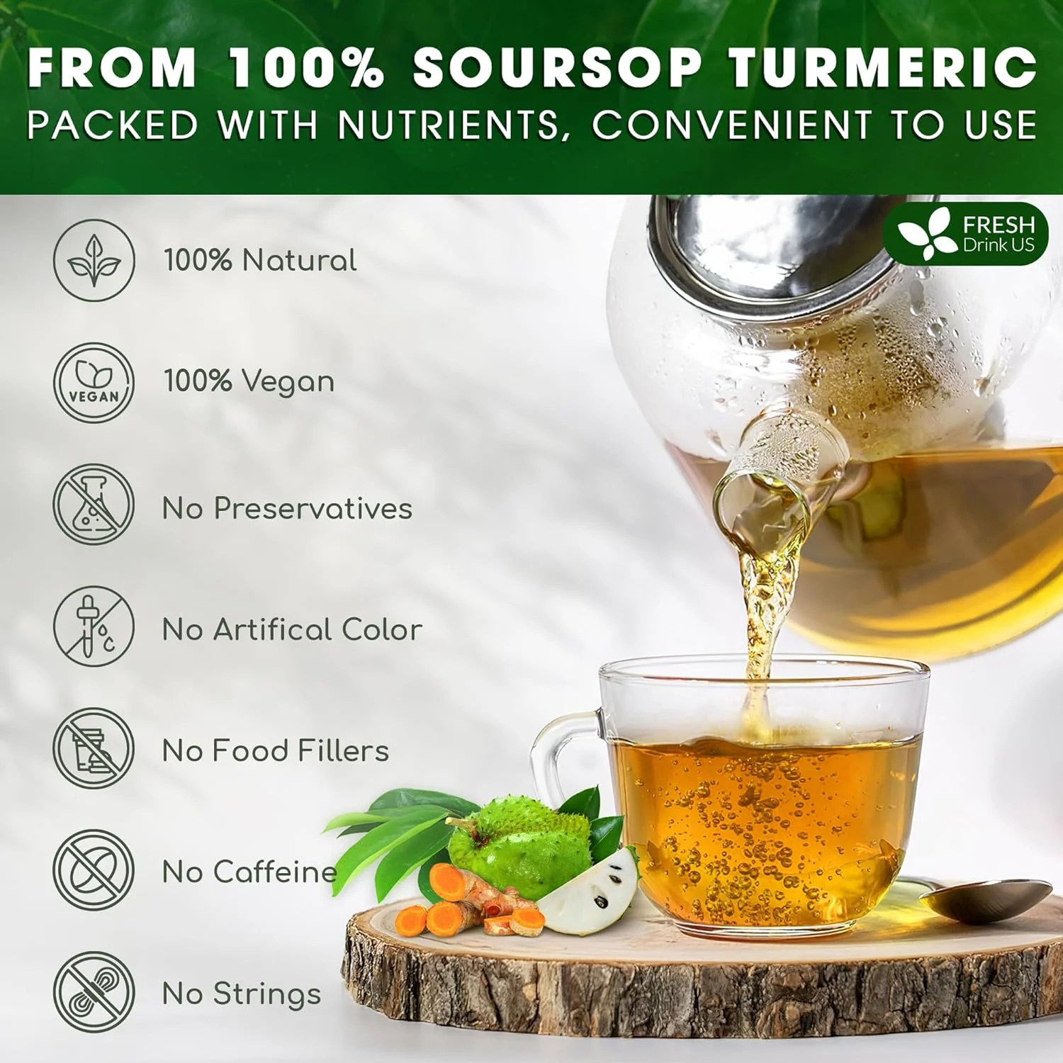 Premium Soursop Turmeric Tea Bags | Blend of Soursop Leaves, and Turmeric Root - Image 4