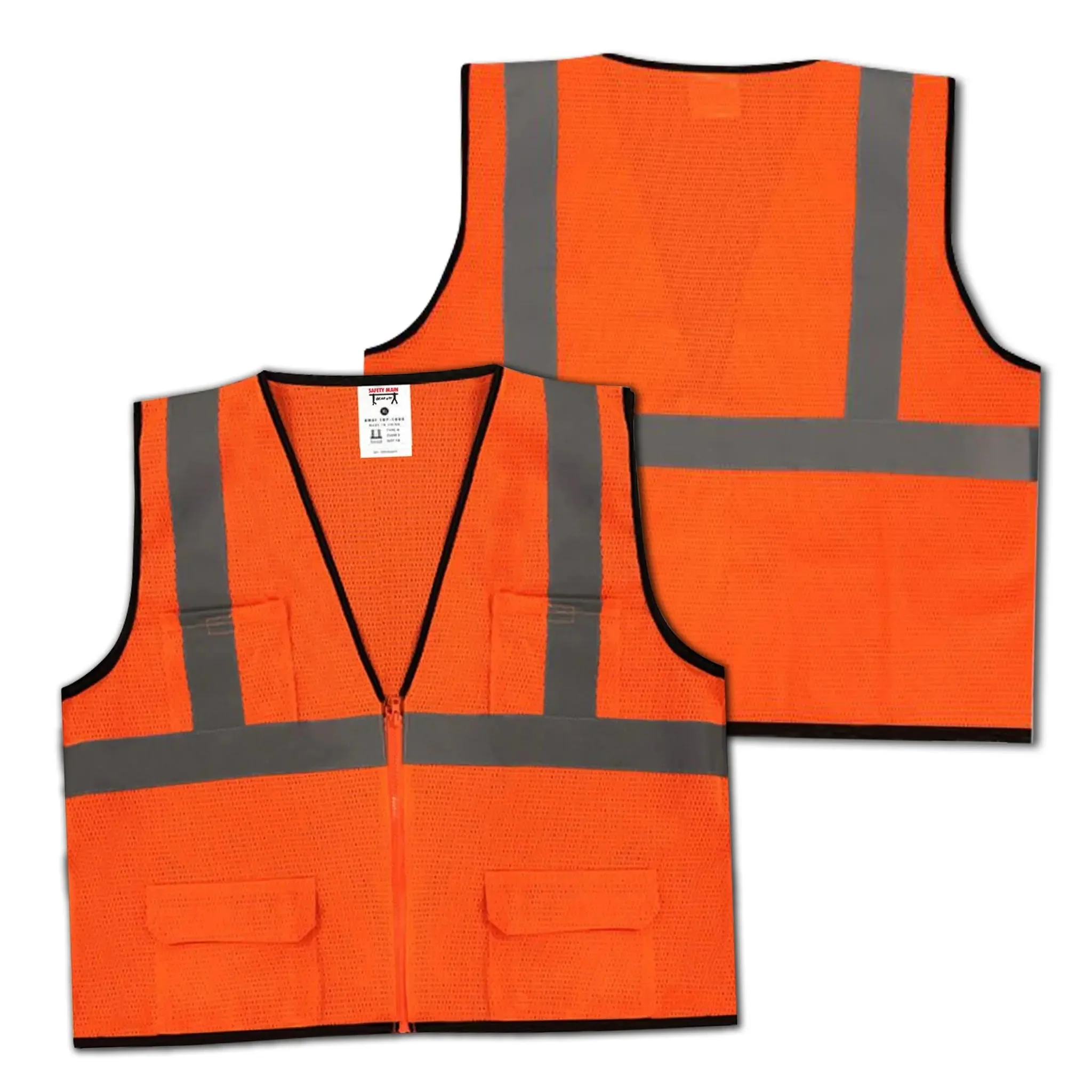 Safety Main 05EAMO Economy Vest, Class 2, All Mesh, Hi-Vis Orange, Pack of 3 - Image 4