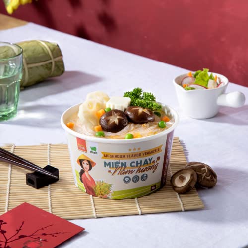SIMPLY FOOD Instant Mushroom Glass Noodles (Miến Chay Nấm Hương) - 9 BOWLS/ 55g each - Image 7