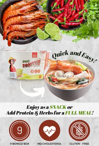 SIMPLY FOOD Instant Thai Flavored Tom Yum Pho Noodles (Phở Tom Yum) - 9 BOWLS/ 80g each - Image 8