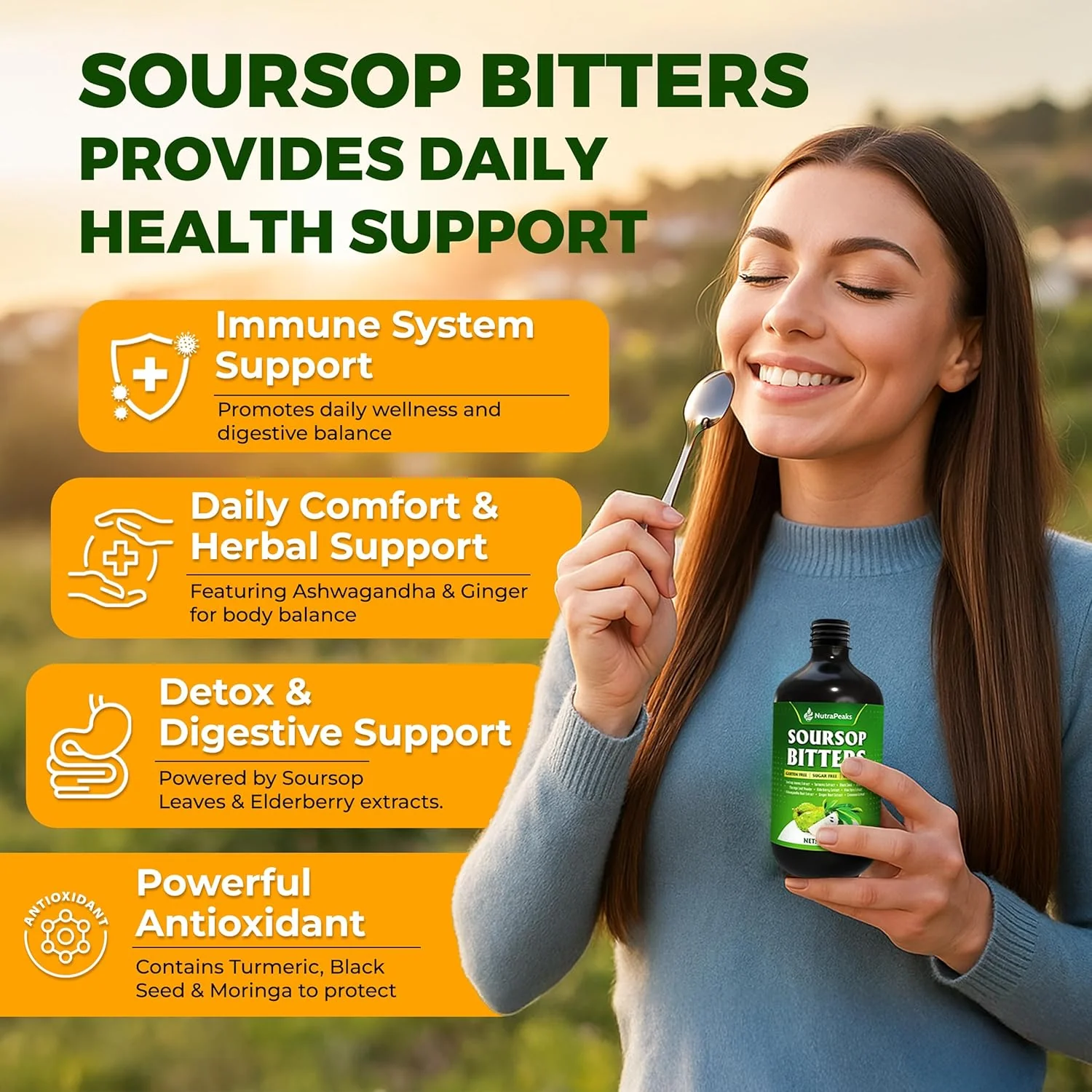 Soursop Bitters Liquid – Herbal Detox Formula with Soursop, Turmeric, Moringa & Black Seed - Image 3