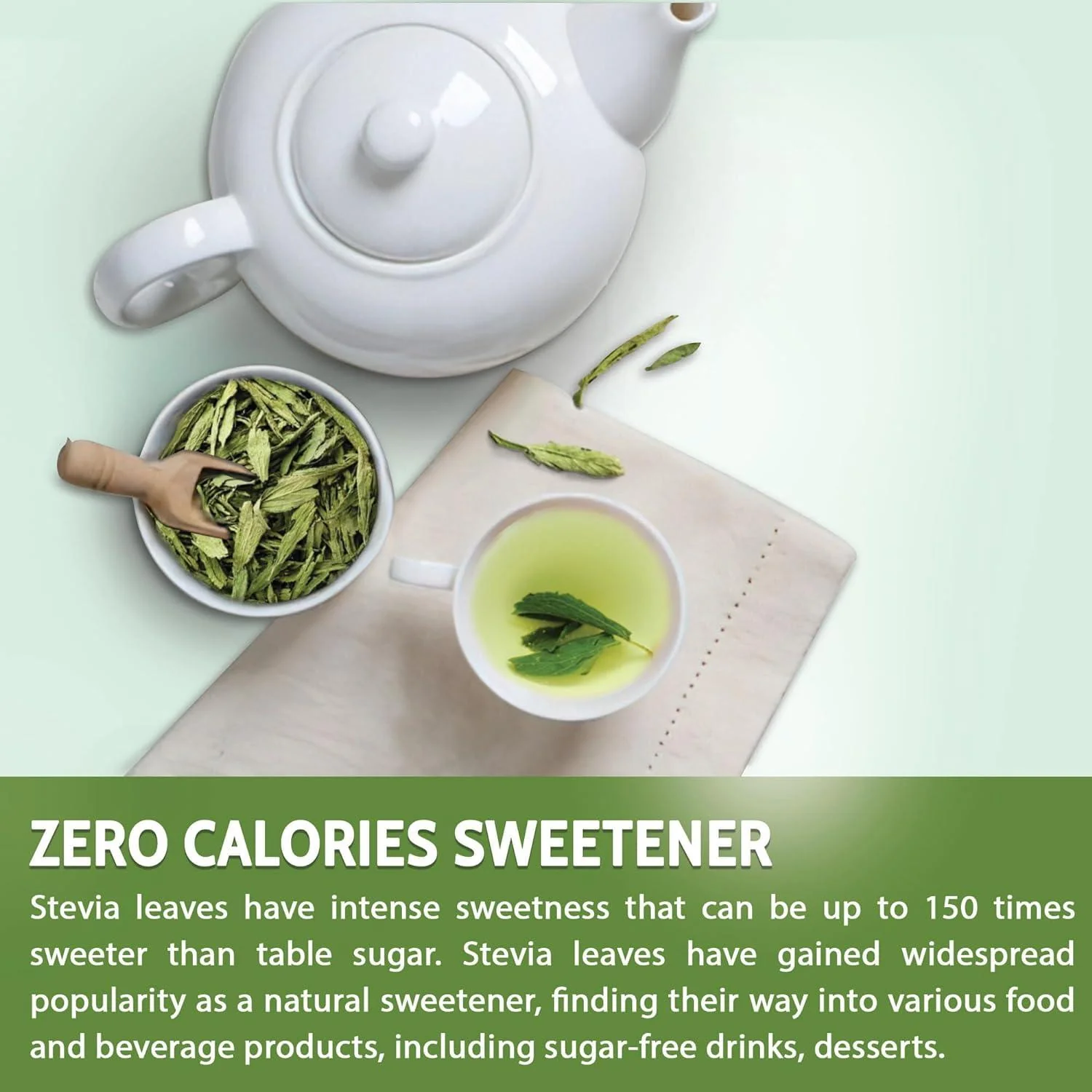 Stevia Leaf, Whole Dried Leaves, Tea Bags, Powder, 100% Natural and Pure from Stevia Leaves. Sugar Substitute for Tea, Coffee. Loose Leaf Stevia Herbal Tea. Zero Calorie Sweetener. No Sugar, No Caffeine, No Gluten, Vegan. - Image 6