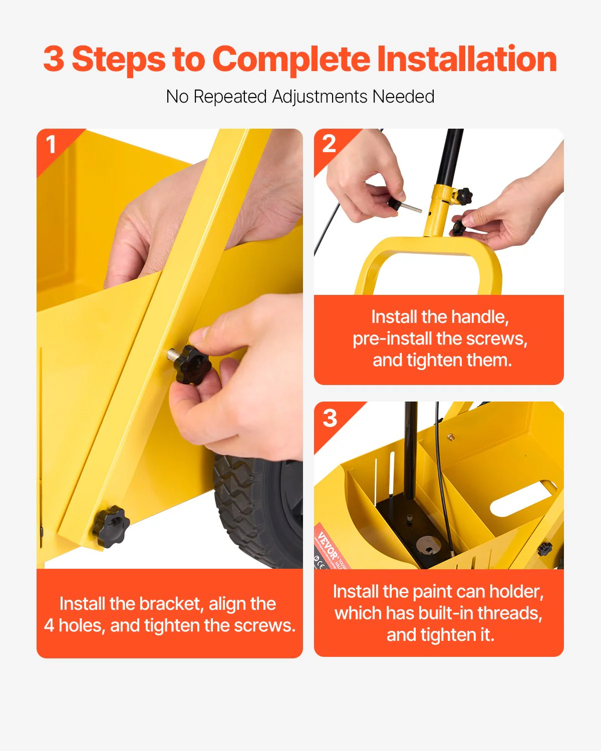 Striping Line Marking Machine 24 x 13 x 35.4 in 4-Wheel Striping Machine Yellow - Image 3