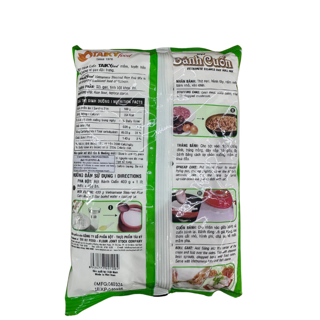 Tai Ky Foods Vietnamese Steam Rice Roll Mix Flour ( Bột Bánh Cuốn ) - 400g 14oz - Image 2