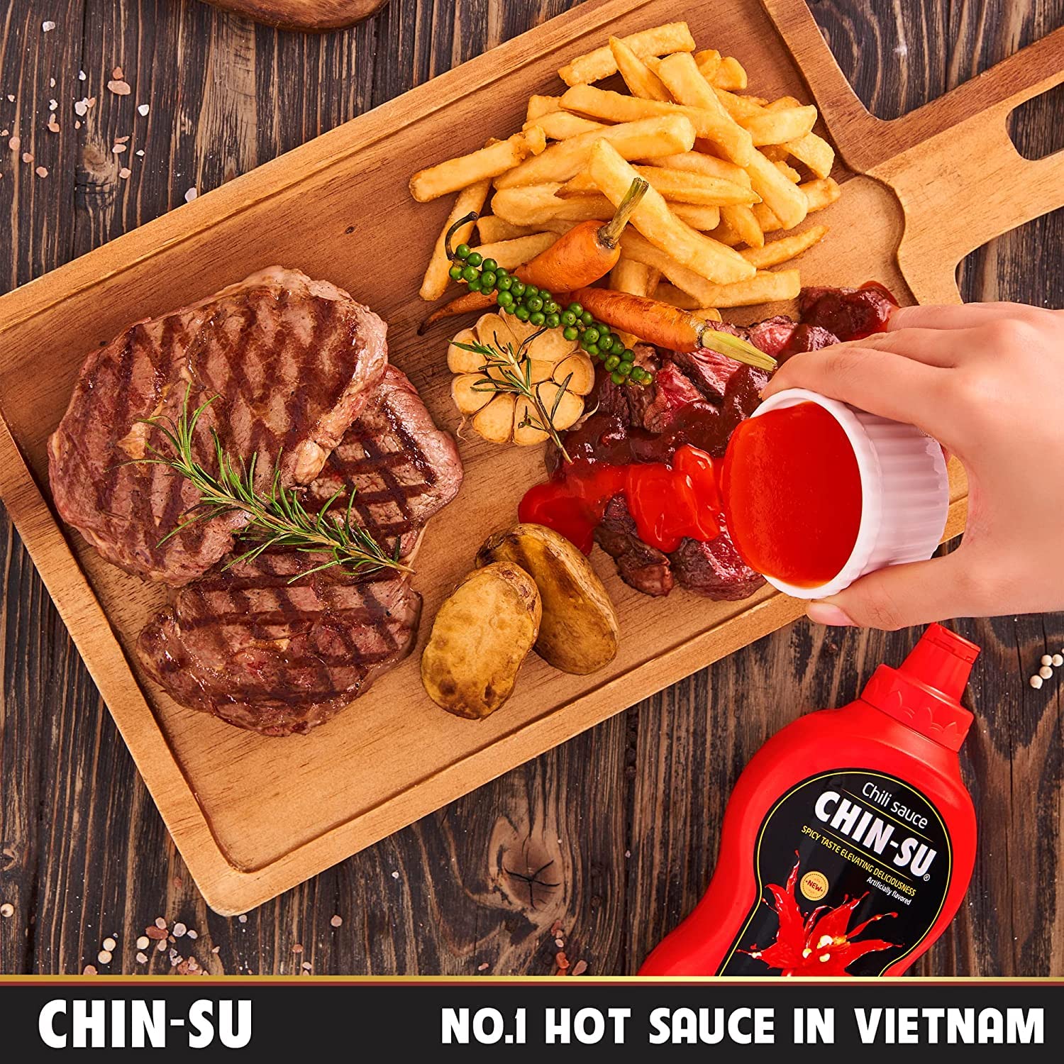 The Original Vietnamese Chili Sauce, CHIN-SU Sweet Sriracha Chili Sauce, Organic Pasta Sauce, Pizza Sauce, Rippen Chili Garlic Hot Sauce, Salsa Hot Spaghetti Sauce BBQ Sauce Gift Set, 1 Pack of 8.82oz - Image 3