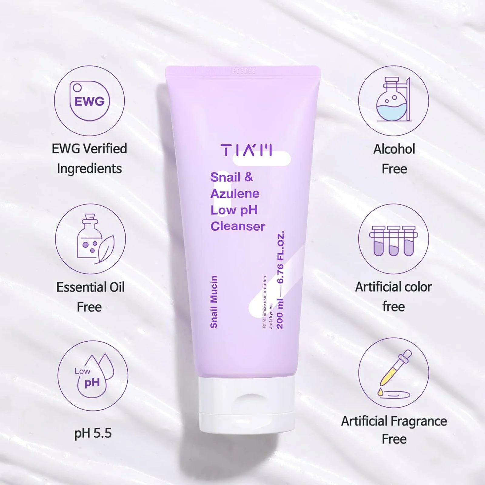 TIA'M Snail & Azulene Low pH Cleanser - Image 2